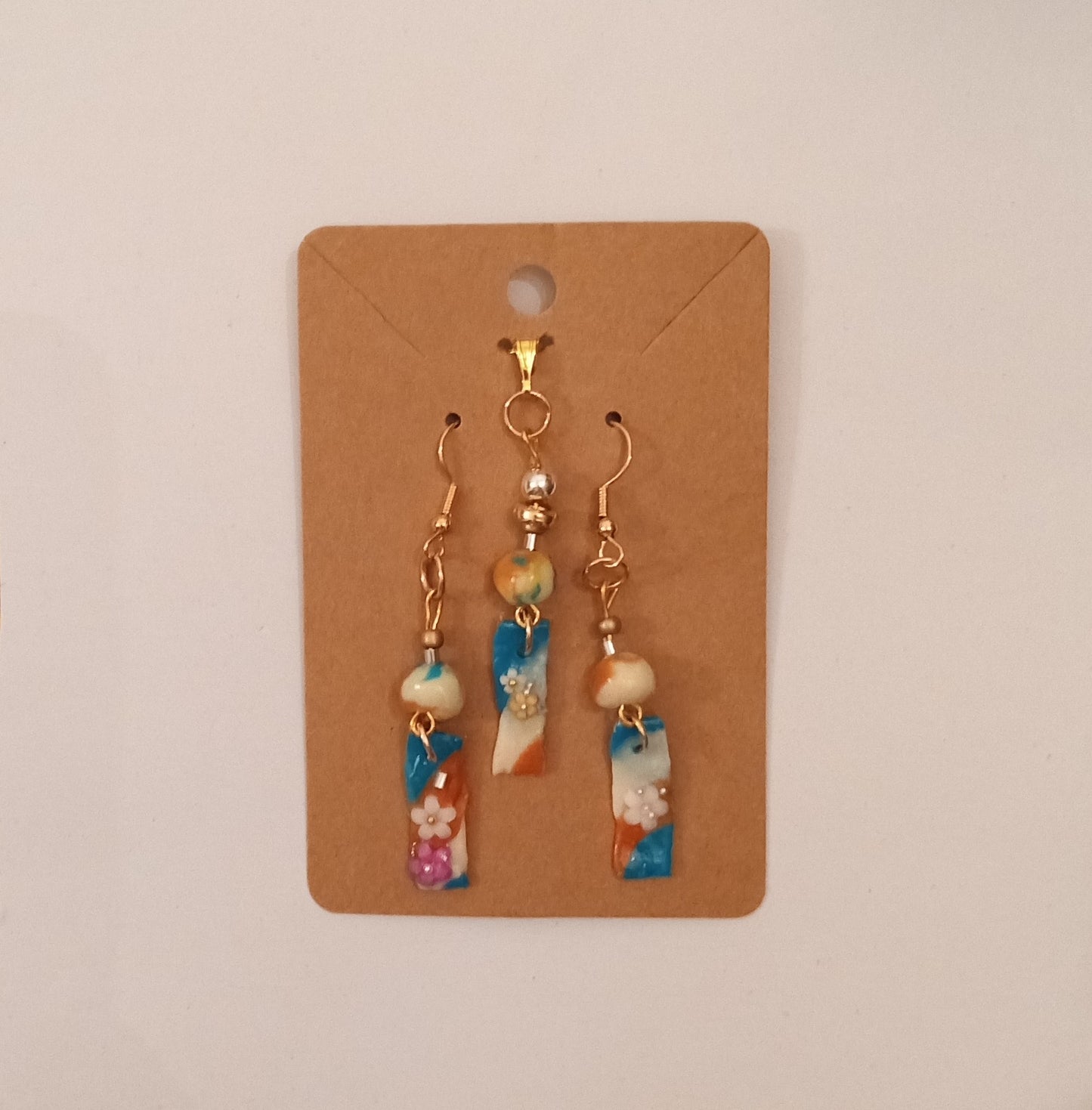 Clay Earrings and Necklace Pendant