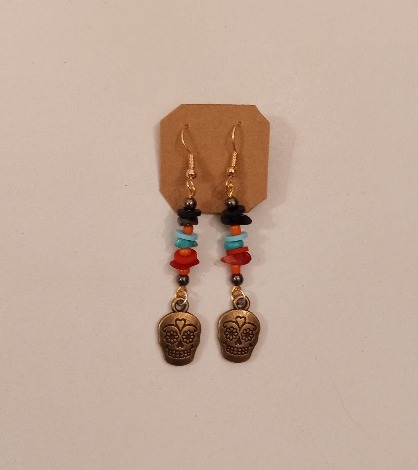 Mexican Skull Charm Bead Earrings