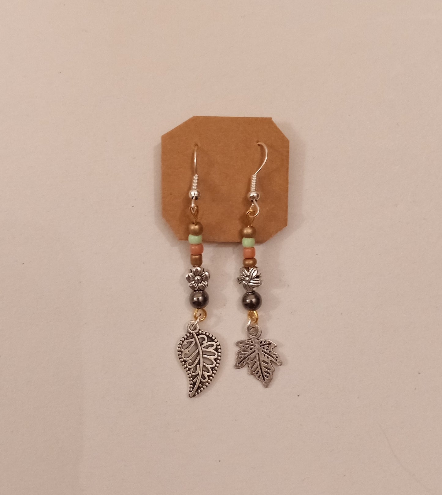 Leaf/Flower Charm Bead Earrings