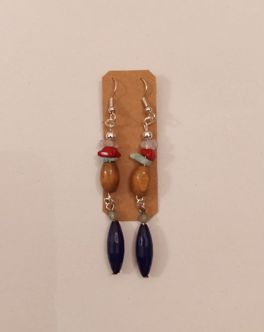 Crystal/Wood Bead Earrings