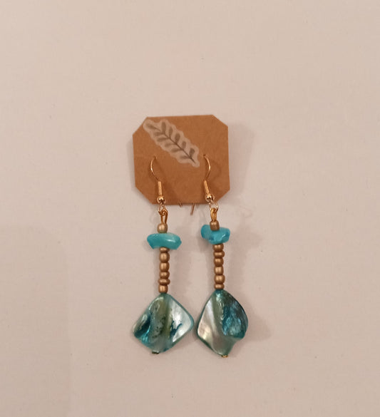 Painted Shell/Bead Earrings