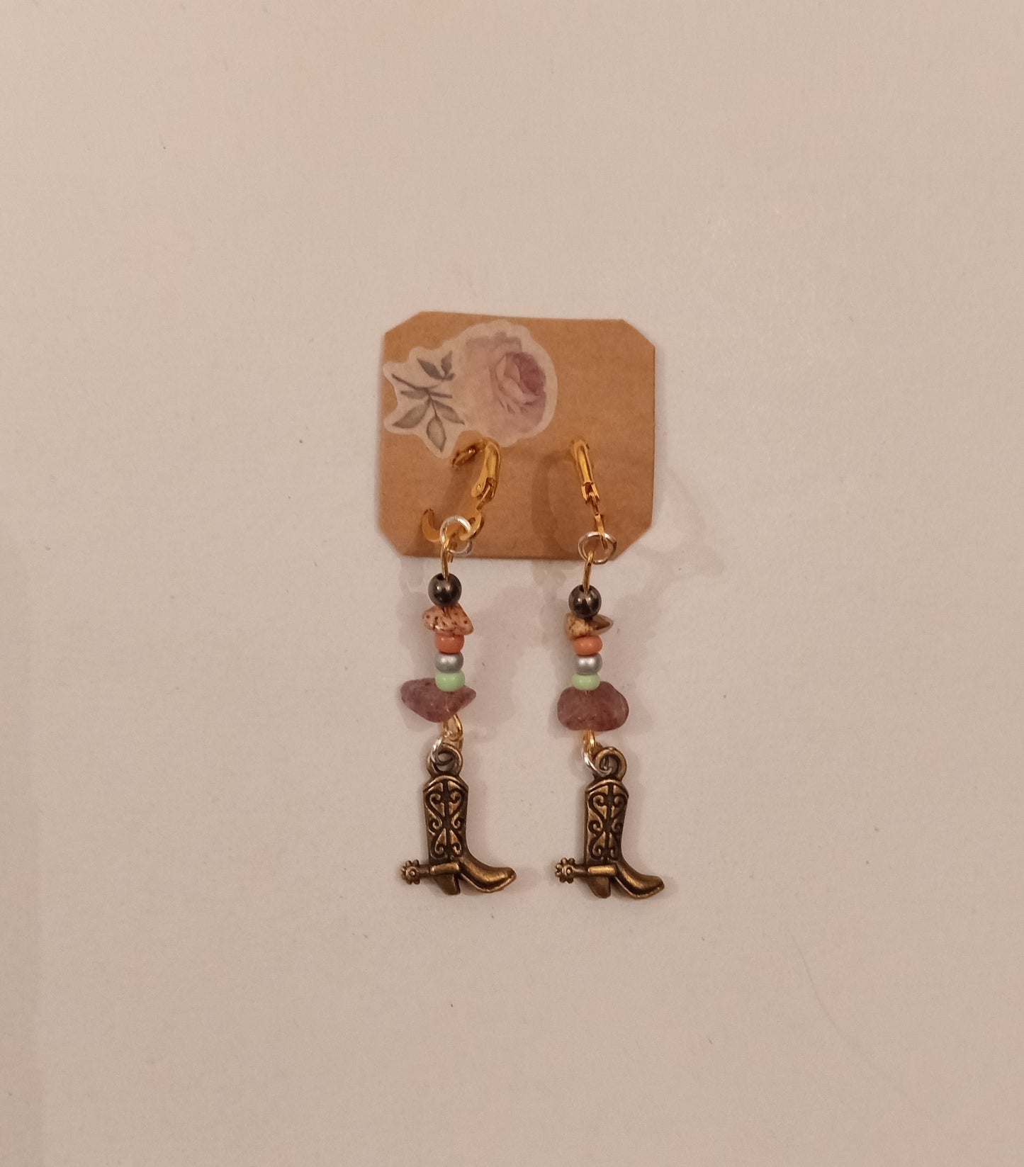 Cowboy Boot Charm Bead Earrings