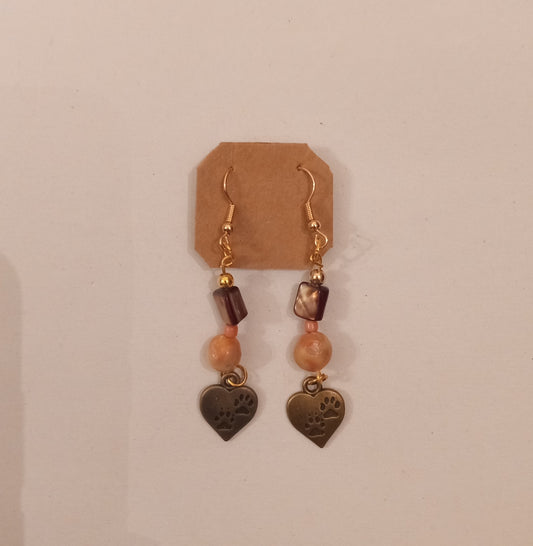 Clay/Shell Heart Charm Earrings