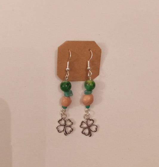 4-Leaf Clover Charm Bead Earrings