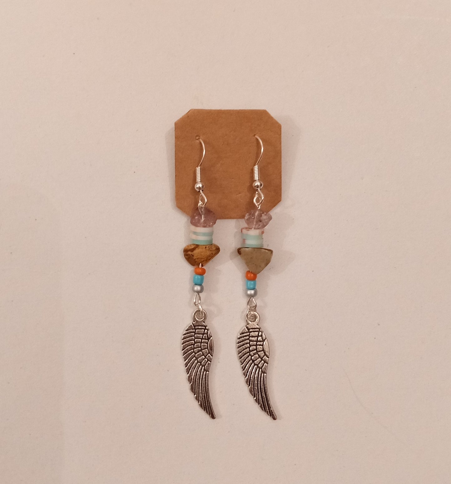 Egyptian Feather Charm Bead Earrings